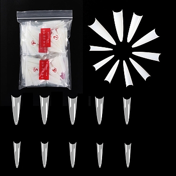 ABS Plastic Seamless Stiletto False Nail Tips, Practice Manicure Nail Art Tool, Creamy White, 29~42x6~12mm, 500pcs/bag