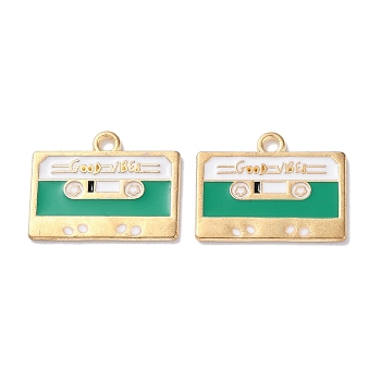 Alloy Enamel Pendants, Golden, Tape, 16x20.5x1mm, Hole: 1.8mm