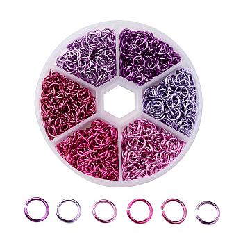 6 Colors Aluminum Wire Open Jump Rings, Mixed Color, 20 Gauge, 6x0.8mm, Inner Diameter: 4.4mm, about 180pcs/color, 1080pcs/box