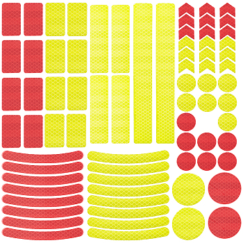 Gorgecraft 2 Sheet 2 Color Waterproof Plastic Reflective Sticker, Rectangle & Flat Round, Mixed Color, 22x23.5x0.03cm, 2 color, 1set/color, 2set