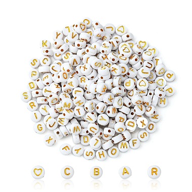 White Flat Round Acrylic Beads