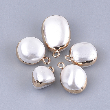 Golden Ivory Nuggets Shell Pearl Pendants
