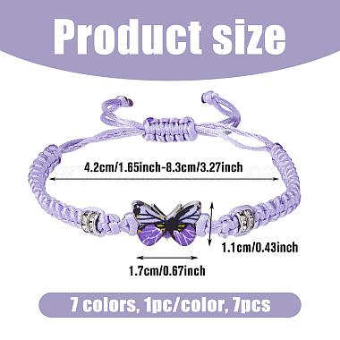 7Pcs 7 Colors Alloy Butterfly Link Bracelet(BJEW-FI0001-81)-10