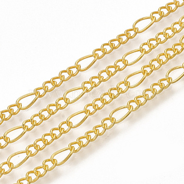 Brass Coated Iron Figaro Chain Necklace Making(MAK-T006-03G)-2