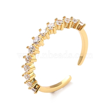 Clear Cubic Zirconia Open Cuff Ring for Women(RJEW-C018-03G)-4