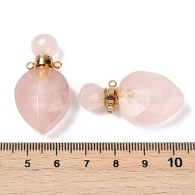 Natural Rose Quartz Faceted Teardrop Bottle Pendants(G-A225-02G-02)-3