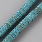 Synthetic Turquoise Beads Strands, Dyed, Disc, Heishi Beads, Turquoise, 8x3mm, Hole: 1.5mm, about 110pcs/strand, 14.76 inch(37.5cm)(TURQ-WH0001-21A-03)