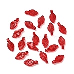 Transparent Acrylic Charms, Leaf, FireBrick, 10x5x3.5mm, Hole: 1mm(OACR-G054-02B)