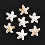 ABS Plastic Imitation Pearl Beads, Starfish, with Gold Powder, Creamy White, 18x19x9mm, Hole: 1.6~1.8mm, about 649pcs/500g(OACR-T028-96)