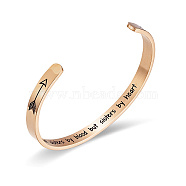 Stainless Steel Cuff Bangle for Women, Arrow with Word Pattern, Rose Gold, Inner Diameter: 2-1/2 inch(6.4cm)(CR8784-2)