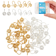 60Pcs 2 Colors Brass Spiral Clip-on Earrings for Women, Golden & Silver, 14x8mm, Pin: 0.7mm, 30Pcs/color(FIND-DC0001-85)