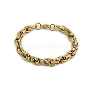 201 Stainless Steel Rope Chain Bracelets for Men, Golden, 8-1/4 inch(21cm), Wide: 8mm(BJEW-R313-06G)