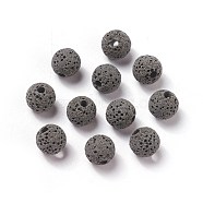 Unwaxed Natural Lava Rock Beads, for Perfume Essential Oil Beads, Aromatherapy Beads, Dyed, Round, Gray, 8.5mm, Hole: 1.5~2mm(G-F325-8mm-A09)