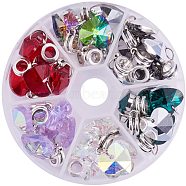 Alloy European Dangle Charms, Large Hole Pendants, with Electroplated Glass Heart Pendants, Antique Silver, Mixed Color, 25mm, Hole: 5mm, Pendant: 14x14x7mm, 5pcs/color, 30pcs/box, Plastic Bead Storage Container: 10.3x1.7cm(PALLOY-PH0012-38)