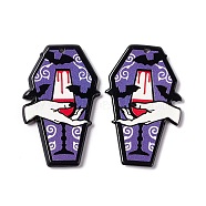 Printed Acrylic Pendants, for Halloween, Coffin with Vampire Hand Charm, Goblet Pattern, 42.5x26x3mm, Hole: 2mm(SACR-F003-01B)