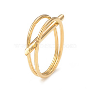 Ion Plating(IP) 304 Stainless Steel Column Bar Finger Ring for Women, Real 14K Gold Plated, Inner Diameter: 15.5mm(RJEW-I096-08G)