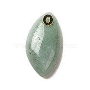 Natural Green Aventurine Pendants, with Golden Plated 304 Stainless Steel Findings, Horse Eye Charms, 25x12.5~13x5.5mm, Hole: 2x1mm(G-K355-01G-01)