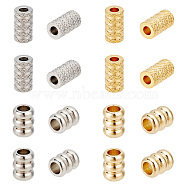 DICOSMETIC 40Pcs 4 Style 304 Stainless Steel Beads, Groove Beads, Column, Golden & Stainless Steel Color, 7~11x5.5~6mm, Hole: 3mm, 10pcs/style(STAS-DC0005-35)