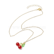 Brass Cable Chains Necklace,  Cherry Pendant Necklaces, Golden, 18.31 inch(465mm)(NJEW-JN04691)
