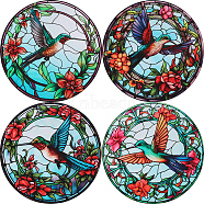 PVC Window Static Stickers, Round Waterproof Electrostatic stickers for Window Decoration, Bird, 255x0.3mm, 4pcs/set(DIY-WH0488-73D)