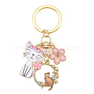 Alloy Enamel Keychain, Cat, Golden, 7.4cm(KEYC-TAC00012)