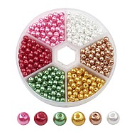 Glass Pearl Bead Sets, Pearlized, Round, Mixed Color, 4mm, Hole: 1mm, about 650pcs/box(HY-JP0003-01)