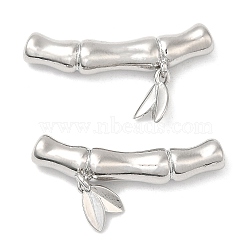 Brass Beads, Nickel Free, Bamboo, Real Platinum Plated, 17.5x24.5x5mm, Hole: 1.8mm(KK-C028-32P)