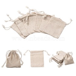 Cotton Packing Pouches Drawstring Bags, Gift Sachet Bags, Muslin Bag Reusable Tea Bag, Wheat, 9x8cm(ABAG-R011-8x10)