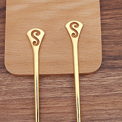 Alloy Hair Sticks, Long-Lasting Plated, Hair Accessories for Woman, Golden, 130x19mm(OHAR-PW0006-22A)
