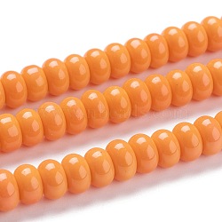 K9 Glass Beads Strands, Imitation Jade Glass Beads, Rondelle, Orange, 8~8.5x4.5~5mm, Hole: 1.4mm, about 84pcs/Strand, 15.87 inch(40.3cm)(X-GLAA-K039-A13)