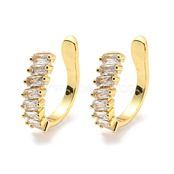 Clear Cubic Zirconia Cuff Earrings, Brass Jewelry for Non-pierced Ears, Cadmium Free & Lead Free, Golden, 14x12x3.5mm(EJEW-G295-13G)