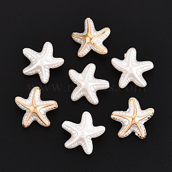 ABS Plastic Imitation Pearl Beads, Starfish, with Gold Powder, Creamy White, 18x19x9mm, Hole: 1.6~1.8mm, about 649pcs/500g(OACR-T028-96)