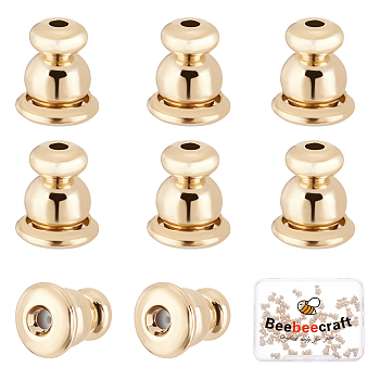 60Pcs Rack Plating Brass Bullet Ear Nuts, Long-Lasting Plated, Cadmium Free & Lead Free, Golden, 6x5mm, Hole: 0.8mm