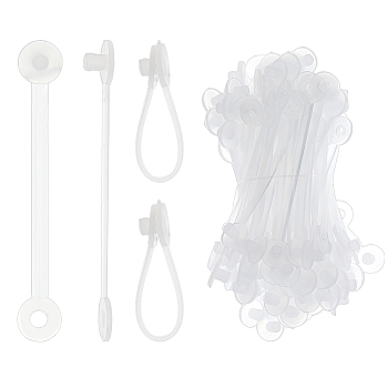 300Pcs PP Plastic Price Tag Chains, Fastener Hang Tag Snap Lock Pins, Clear, 54x8x5mm, Hole: 3mm, 300pcs/set