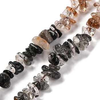 Natural Rutilated Quartz Beads Strands, Chip, 4~17x4~10x1~8mm, Hole: 0.8~1mm, about 15.35~16.14 inch(39~41cm)