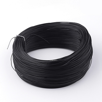 Iron Wires, with Rubber Covered, Round, Black, 18 Gauge, 1mm, about 1148.29 Feet(350m)/Roll