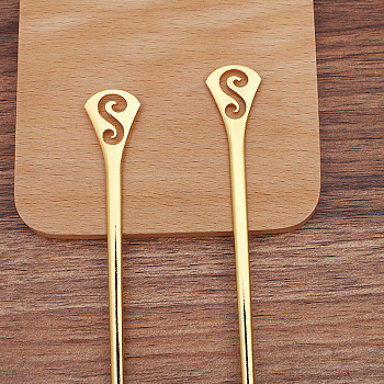 Alloy Hair Sticks, Long-Lasting Plated, Hair Accessories for Woman, Golden, 130x19mm