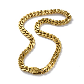 Ion Plating(IP) 304 Stainless Steel Diamond Cut Cuban Link Chain Necklaces, Golden, 23.98 inch(60.9cm)
