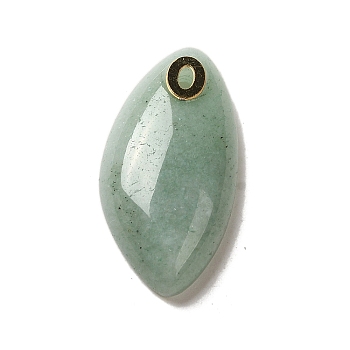 Natural Green Aventurine Pendants, with Golden Plated 304 Stainless Steel Findings, Horse Eye Charms, 25x12.5~13x5.5mm, Hole: 2x1mm