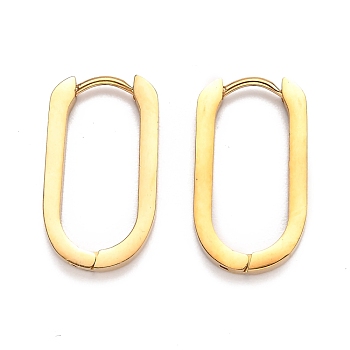 304 Stainless Steel Huggie Hoop Earrings, Oval, Golden, 21.5x12x3mm, Pin: 1mm