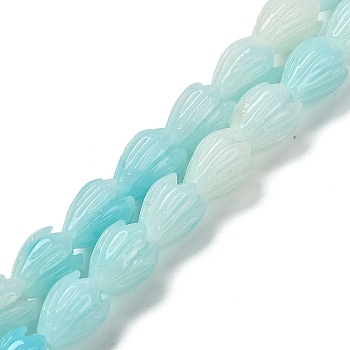 Synthetic Shell Dyed Carved Beads Strands, Flower, Light Sky Blue, 9x7mm, Hole: 1.2mm, about 45pcs/strand, 14.96''(38cm)