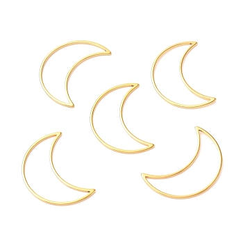 201 Stainless Steel Linking Rings, Moon, Golden, 25x17.5x1mm