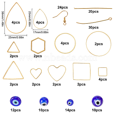 sunnyclue bricolage kits de fabrication de boucles d'oreilles mauvais œil(DIY-SC0013-23G)-2
