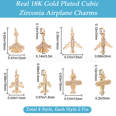 8Pcs 4 Style Brass Pave Cubic Zirconia Pendants(KK-BBC0012-88)-2