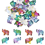 20Pcs Transparent Glass Beads, Elephant, Faceted, Mixed Color, 13x15x8.5mm, Hole: 1.2mm(GLAA-YW0005-34)
