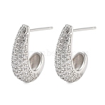 Rack Plating Teardrop Brass Stud Earrings, with Clear Cubic Zirconia, Cadmium Free & Lead Free, Long-Lasting Plated, Platinum, 17.5x13mm(EJEW-N055-25A-P-RS)