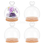 Glass Dome Cover, Decorative Display Case, Cloche Bell Jar Terrarium with Cork Base, Heart, Round, 120mm(AJEW-WH0596-459B)
