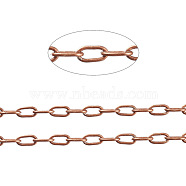 Brass Cable Chains, Unwelded, with Spool, Oval, Cadmium Free & Nickel Free & Lead Free, Red Copper, 5x2x1mm, about 301.83 Feet(92m)/roll(CHC028Y-R)