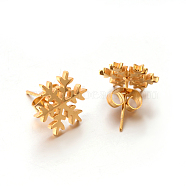 Ion Plating(IP) 304 Stainless Steel Ear Studs, Hypoallergenic Earrings, Snowflake, Golden, 12x12mm, Pin: 0.8mm(X-EJEW-P045-01G)