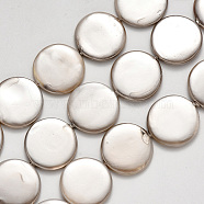 Shell Pearl Beads Strands, Spray Painted, Flat Round, Light Grey, 20x3mm, Hole: 0.8mm, about 18pcs/Strand, 14.96 inch(38cm)(SSHEL-R044-07D)
